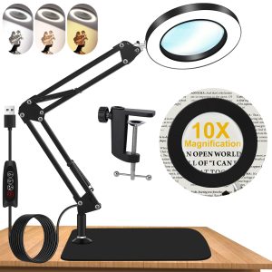 LED DESKTOP MAGNIFIER 10X WITH STAND
